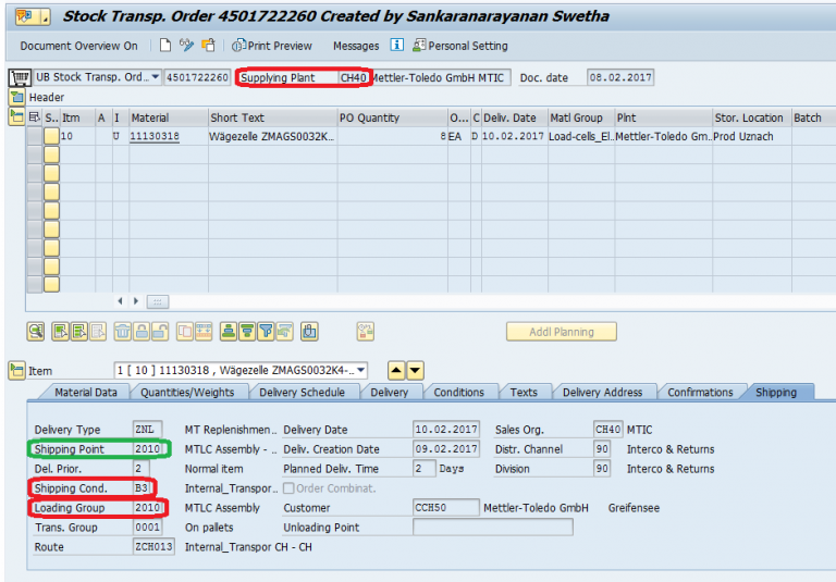 Purchase Order Shipping Table In Sap