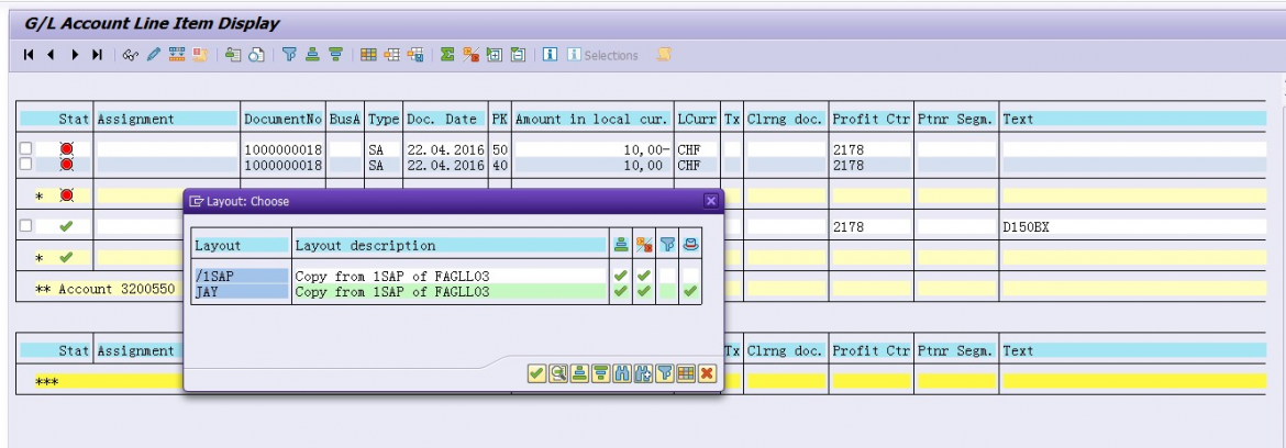 SAP Transport ALV layout