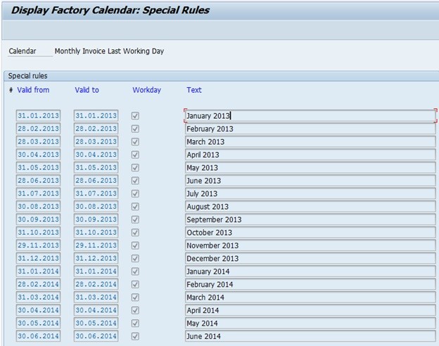 calendar assignment in sap